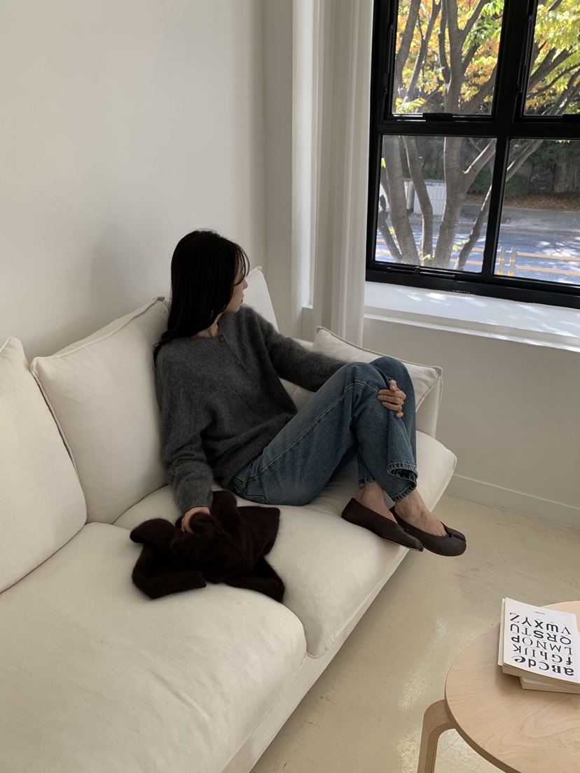ATHEA韓國直郵26秋冬圓領單排扣毛絨針織開衫不含內搭單排扣圓ATHEA開衫