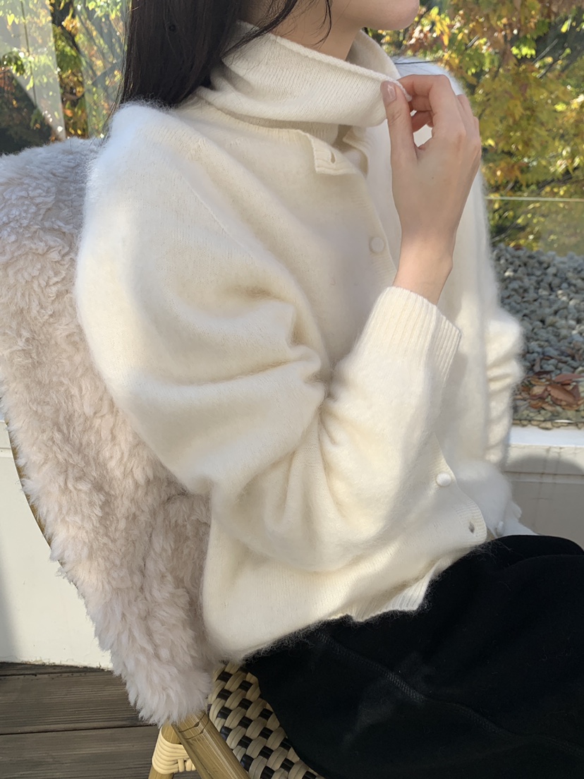 ATHEA韓國直郵26秋冬圓領單排扣毛絨針織開衫不含內搭單排扣圓ATHEA開衫