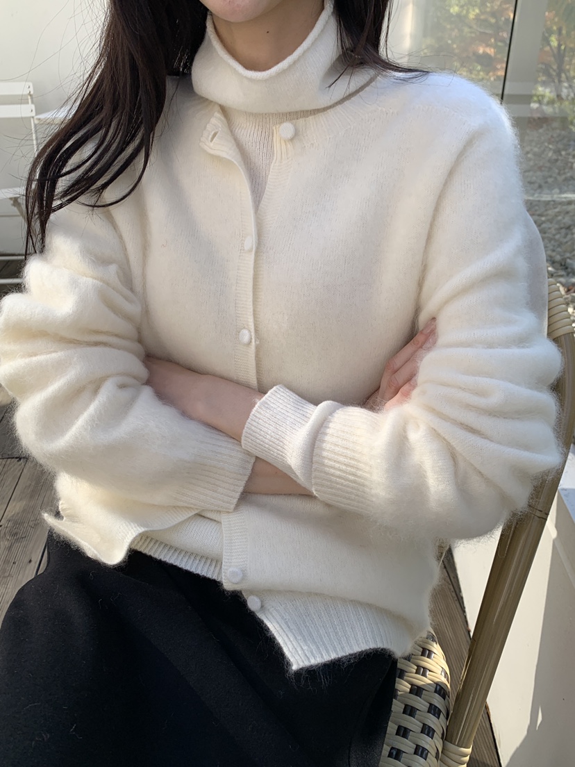 ATHEA韓國直郵26秋冬圓領單排扣毛絨針織開衫不含內搭單排扣圓ATHEA開衫圖色3