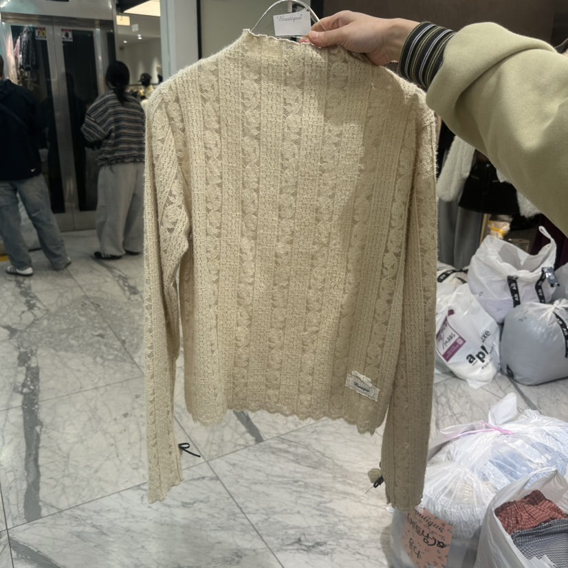 BOUTIQUE-L東大門直郵26秋冬蕾絲長袖T恤不含配飾蕾絲BOUTIQUE-L長袖T恤圖色2
