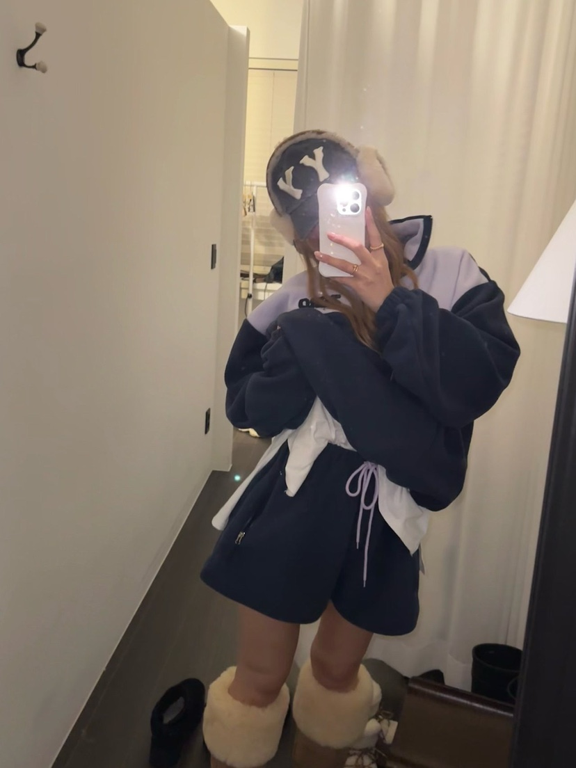 ZEROZERO韓國代購26秋冬撞色搖粒絨半拉鏈套裝衛衣半拉鏈口袋ZEROZERO衛衣