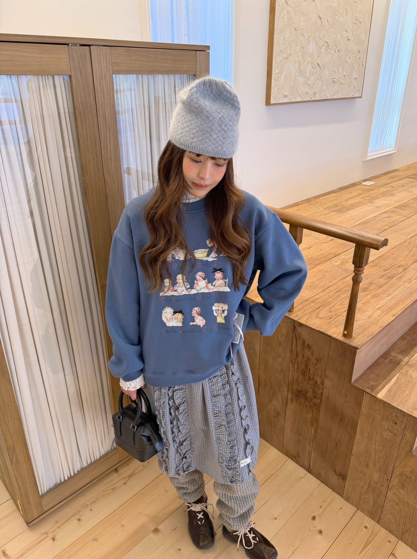 BOUTIQUE-L韓國代購26秋季童趣印花寬松圓領衛衣蝴蝶結裝飾落BOUTIQUE-L衛衣圖色3