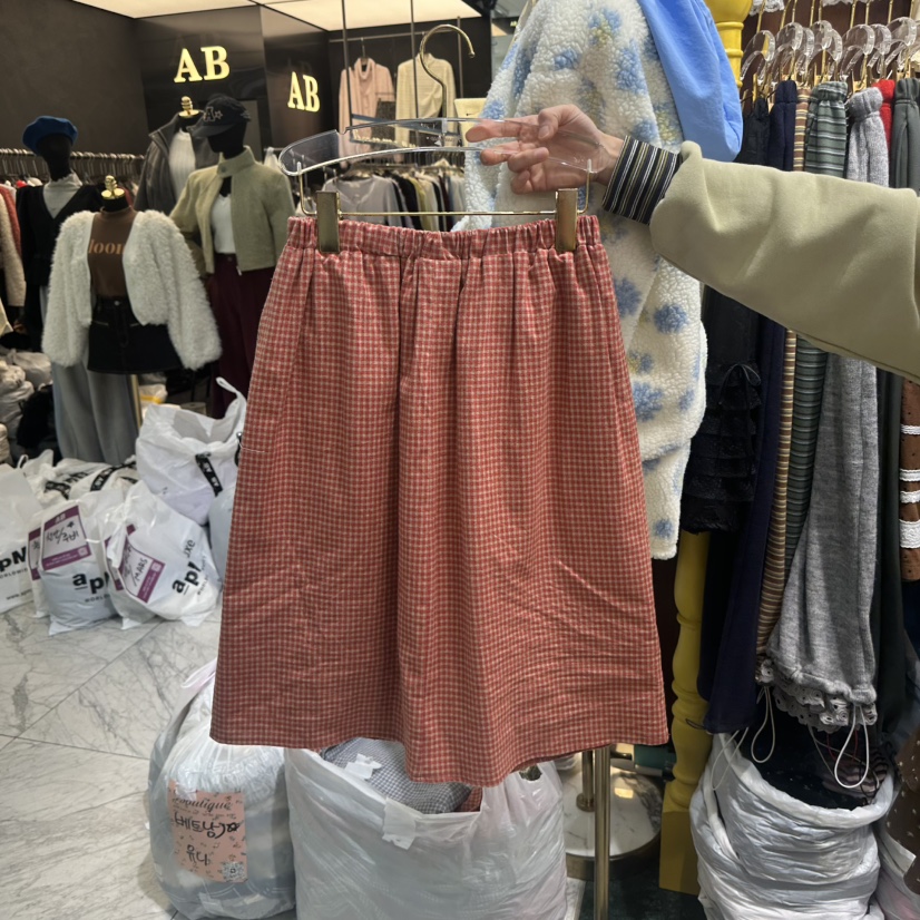 BOUTIQUE-L東大門代購26秋季格紋荷葉邊中裙半身裙中短裙荷葉BOUTIQUE-L半身裙/中短裙