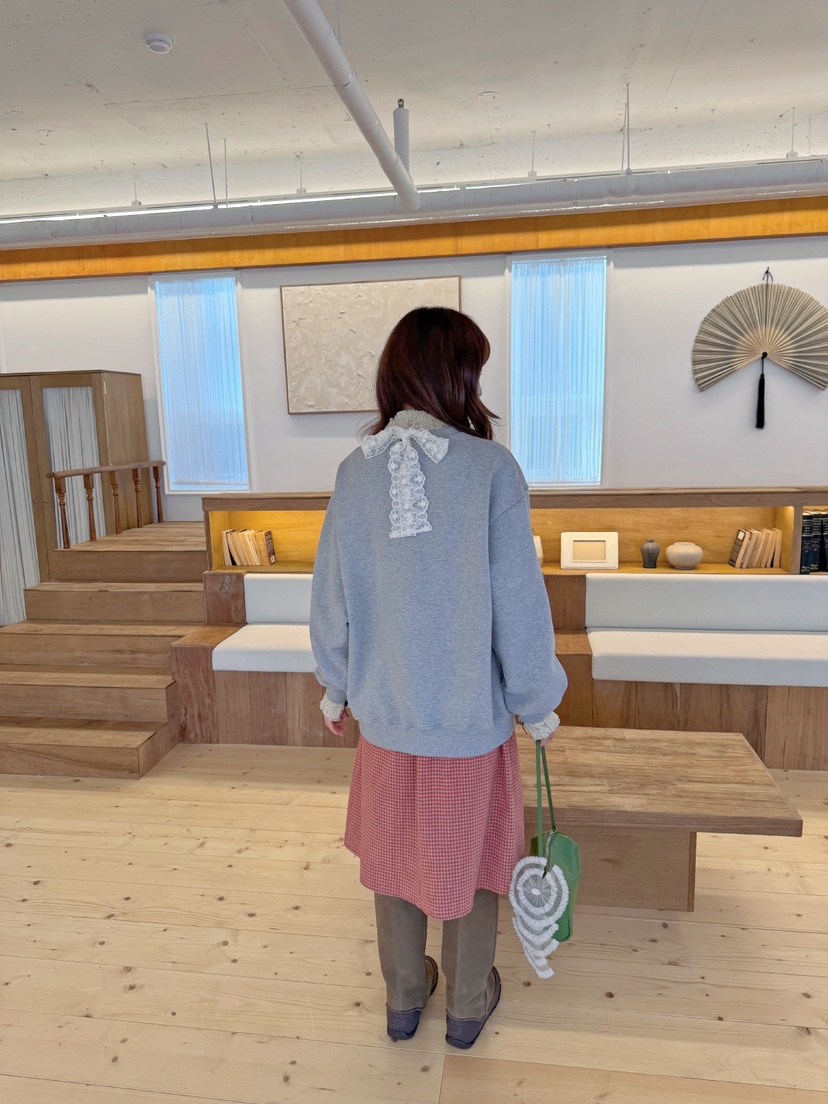 BOUTIQUE-L東大門代購26秋季格紋荷葉邊中裙半身裙中短裙荷葉BOUTIQUE-L半身裙/中短裙