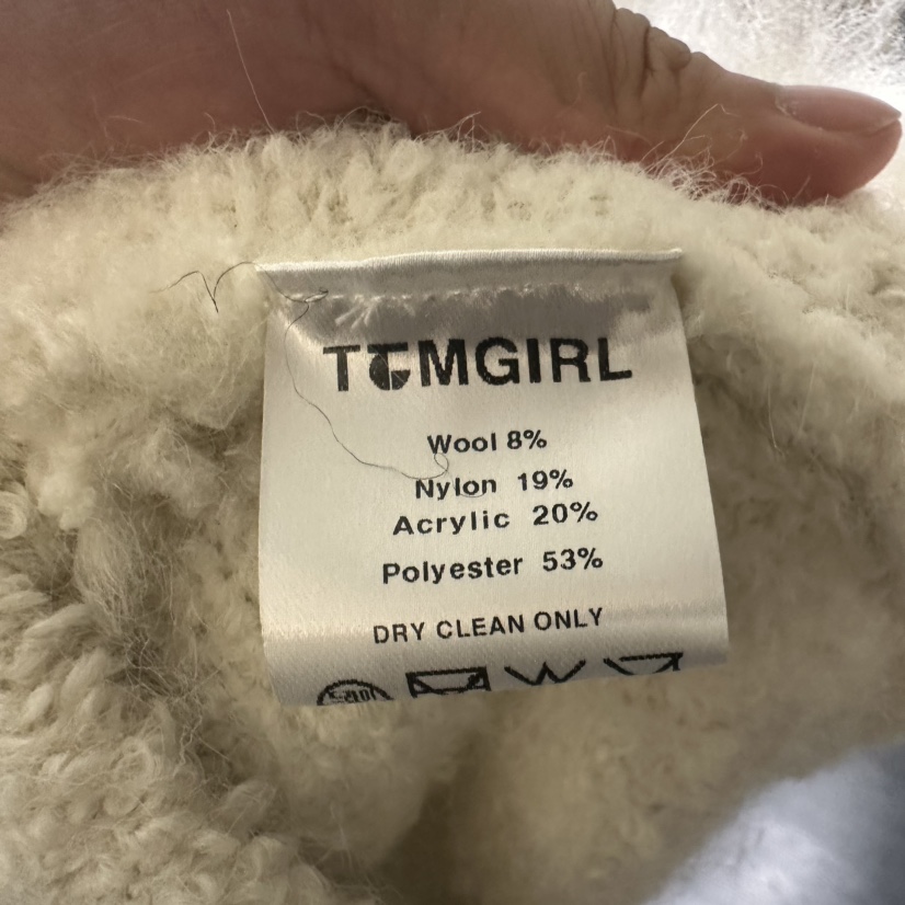 TOMGIRL東大門實拍26秋冬蓬松卷毛V領開衫V領直筒寬松TOMGIRL開衫
