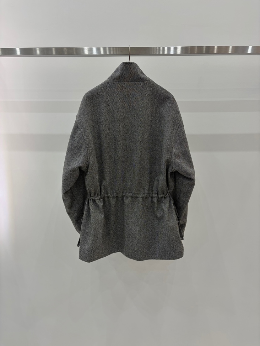 J_SHOP東大門代購26秋冬立領收腰工裝短大衣短款大衣單排扣立J_SHOP短款大衣