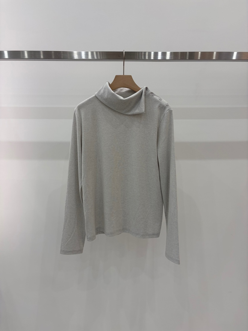 J_SHOP韓國直郵26秋季翻領紐扣長袖T恤高領紐扣J_SHOP長袖T恤圖色3
