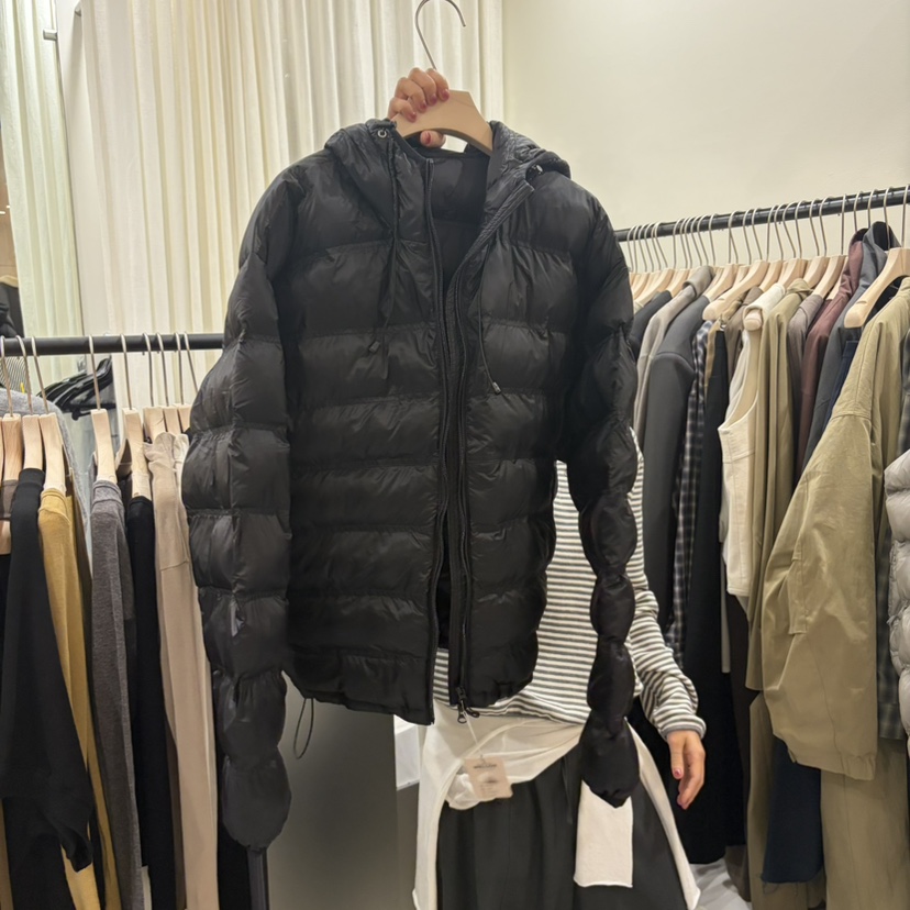 COMETE韓國直郵26秋冬短款連帽絎縫棉服短款棉服羽絨服口袋棉COMETE短款棉服圖色3黑