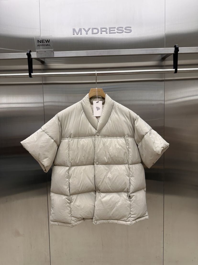 MYDRESS東大門直郵26秋季方格絎縫面包羽絨服短款羽絨服羽絨服MYDRESS短款羽絨服圖色1米色