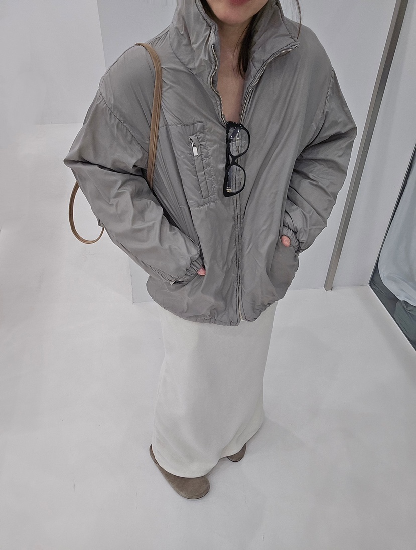 J_SHOP韓國代購26秋冬立領夾棉尼龍夾克口袋尼龍立領落肩J_SHOP夾克