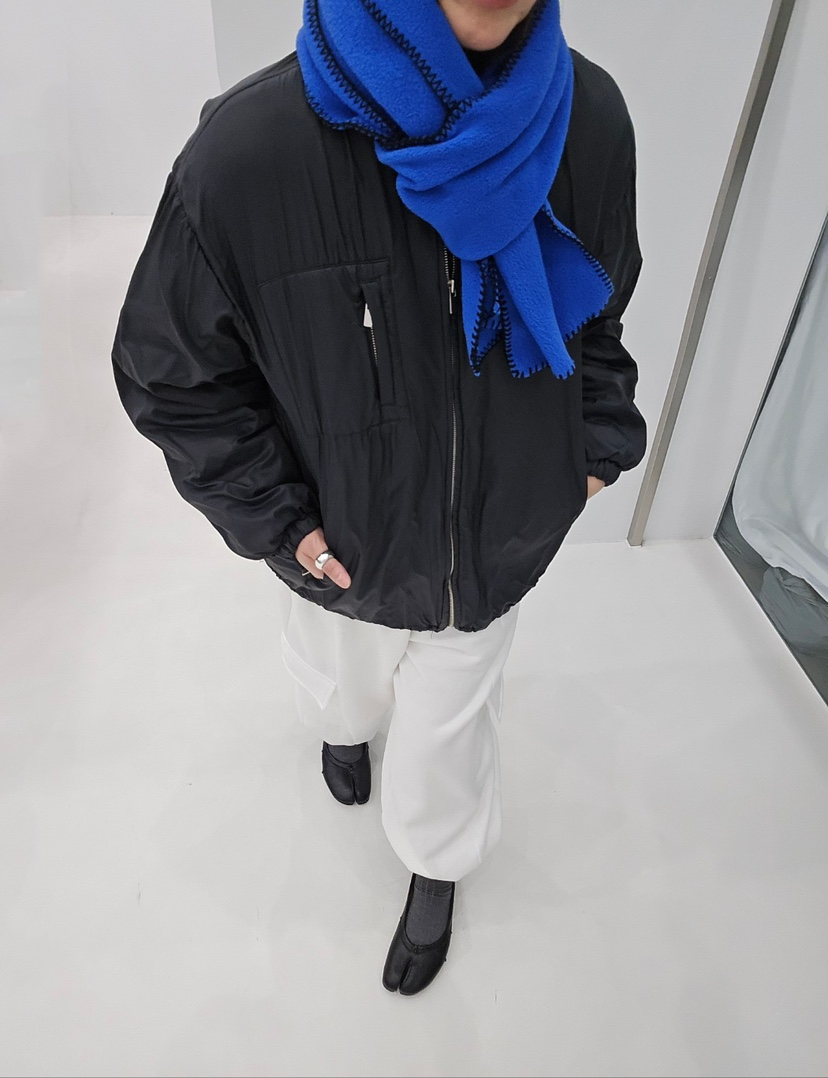 J_SHOP韓國代購26秋冬立領夾棉尼龍夾克口袋尼龍立領落肩J_SHOP夾克