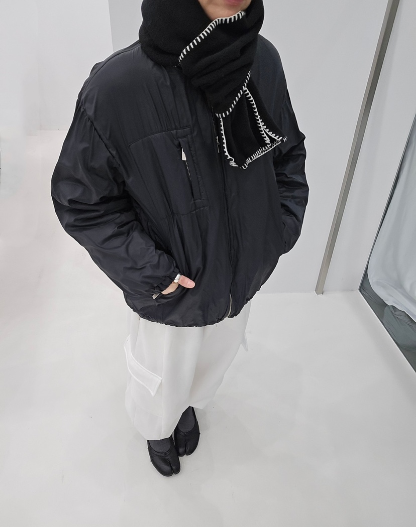 J_SHOP韓國代購26秋冬立領夾棉尼龍夾克口袋尼龍立領落肩J_SHOP夾克