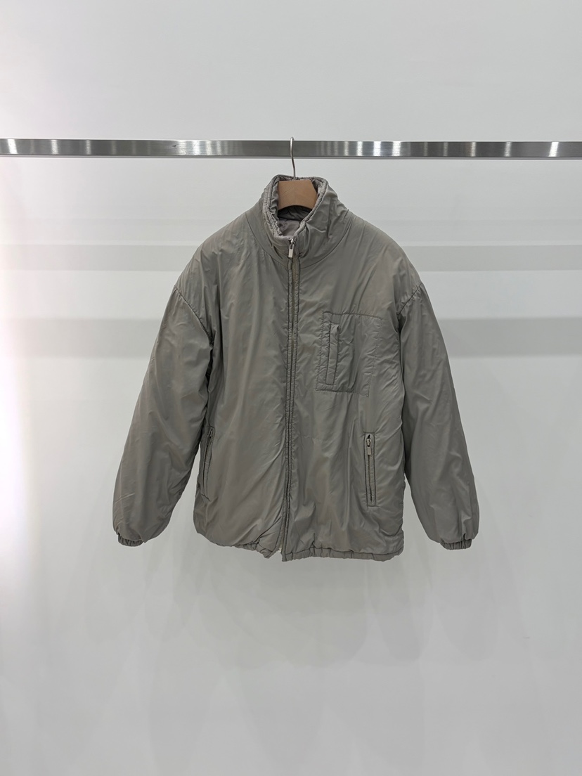 J_SHOP韓國代購26秋冬立領夾棉尼龍夾克口袋尼龍立領落肩J_SHOP夾克圖色1