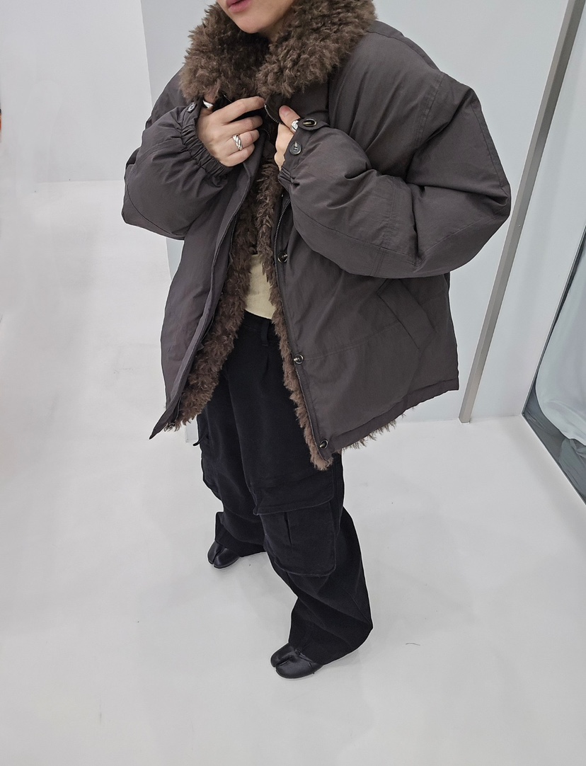 J_SHOP東大門直郵26秋季毛領短款羽絨服羽絨服落肩寬松J_SHOP短款羽絨服