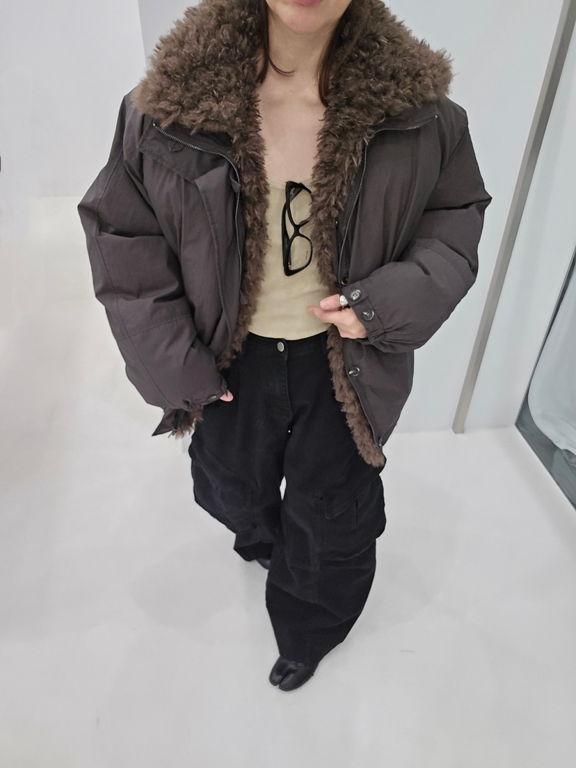 J_SHOP東大門直郵26秋季毛領短款羽絨服羽絨服落肩寬松J_SHOP短款羽絨服