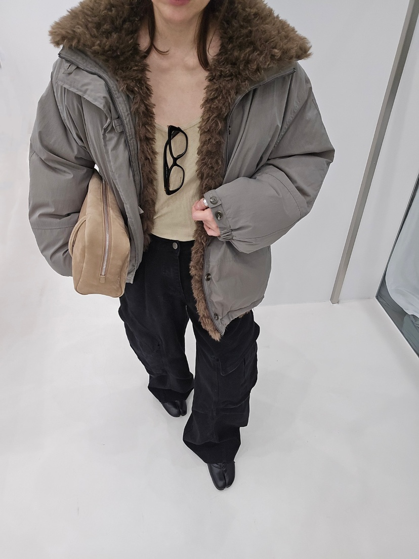 J_SHOP東大門直郵26秋季毛領短款羽絨服羽絨服落肩寬松J_SHOP短款羽絨服