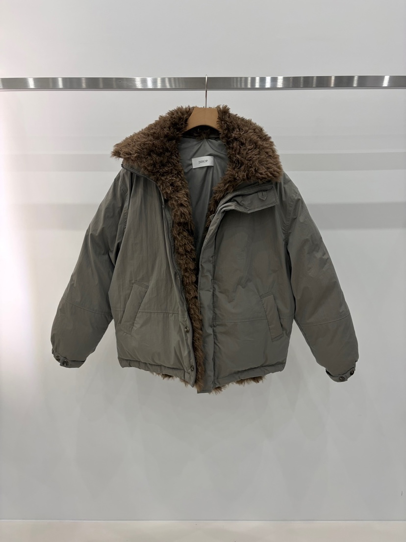 J_SHOP東大門直郵26秋季毛領短款羽絨服羽絨服落肩寬松J_SHOP短款羽絨服圖色1