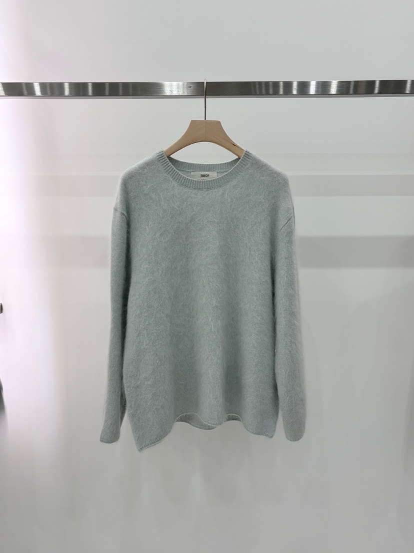 J_SHOP韓國代購26秋冬寬松落肩圓領長毛針織毛衣落肩圓領寬松J_SHOP毛衣圖色1
