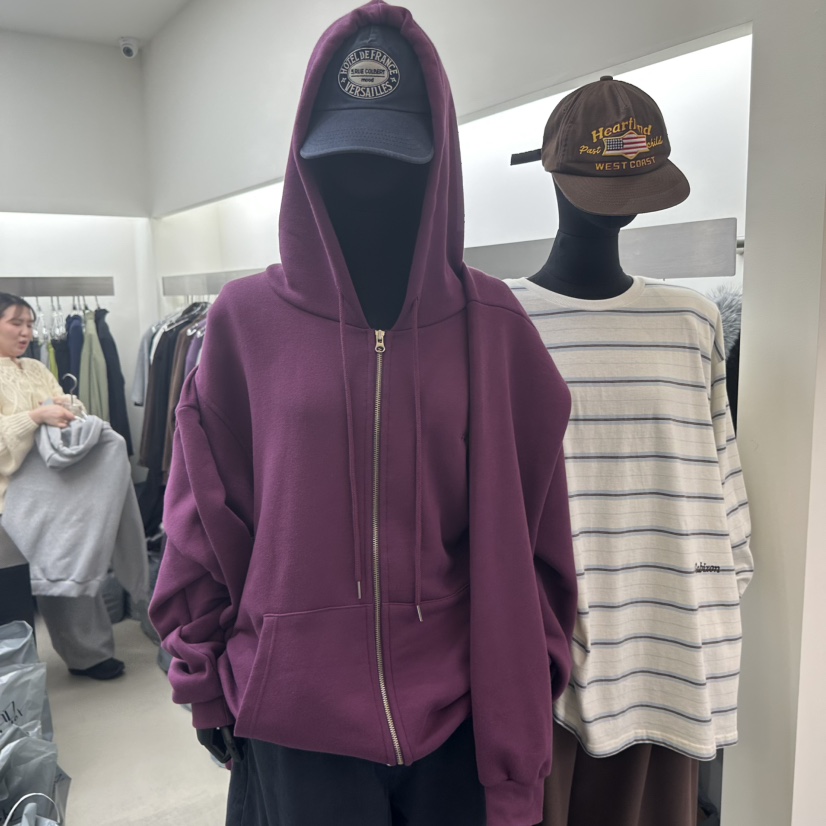 GABIZON東大門實拍26秋冬假兩件連帽衛衣拉鏈連帽衫拉鏈開合假GABIZON衛衣圖色2