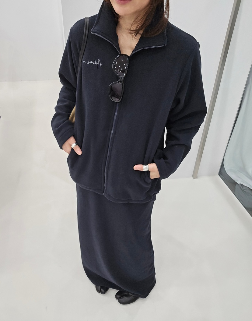J_SHOP韓國代購26秋季直筒搖粒絨中長裙口袋直筒J_SHOP長裙