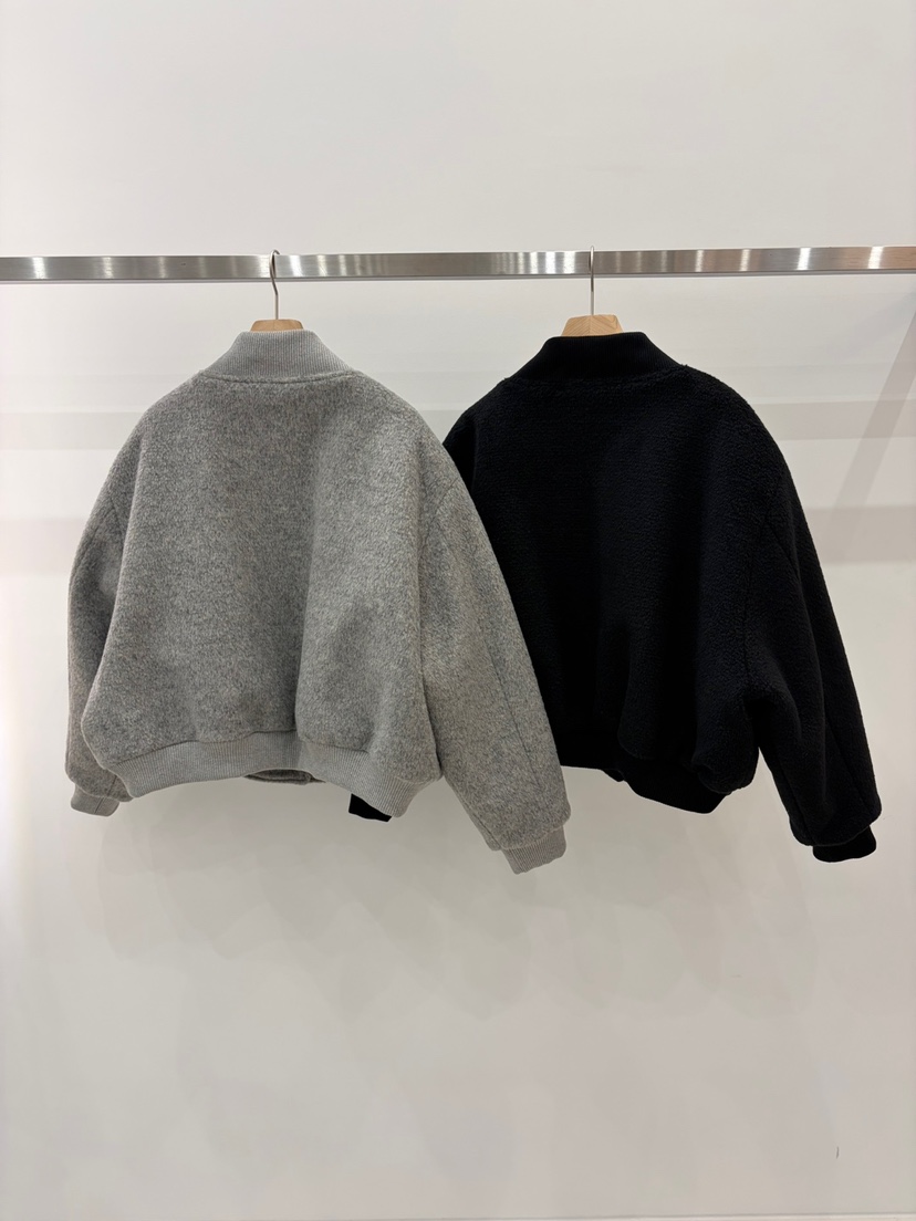 J_SHOP韓國直郵26秋季短款毛呢夾棉夾克立領短款羅紋J_SHOP夾克