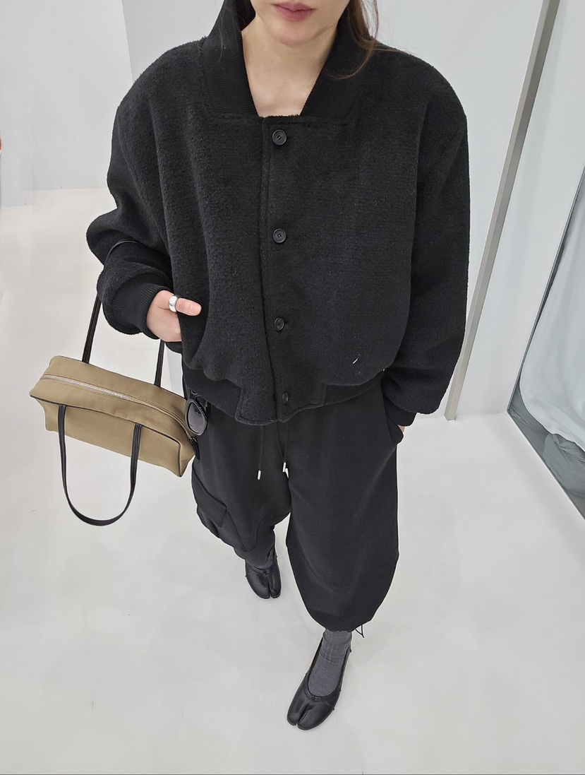 J_SHOP韓國直郵26秋季短款毛呢夾棉夾克立領短款羅紋J_SHOP夾克