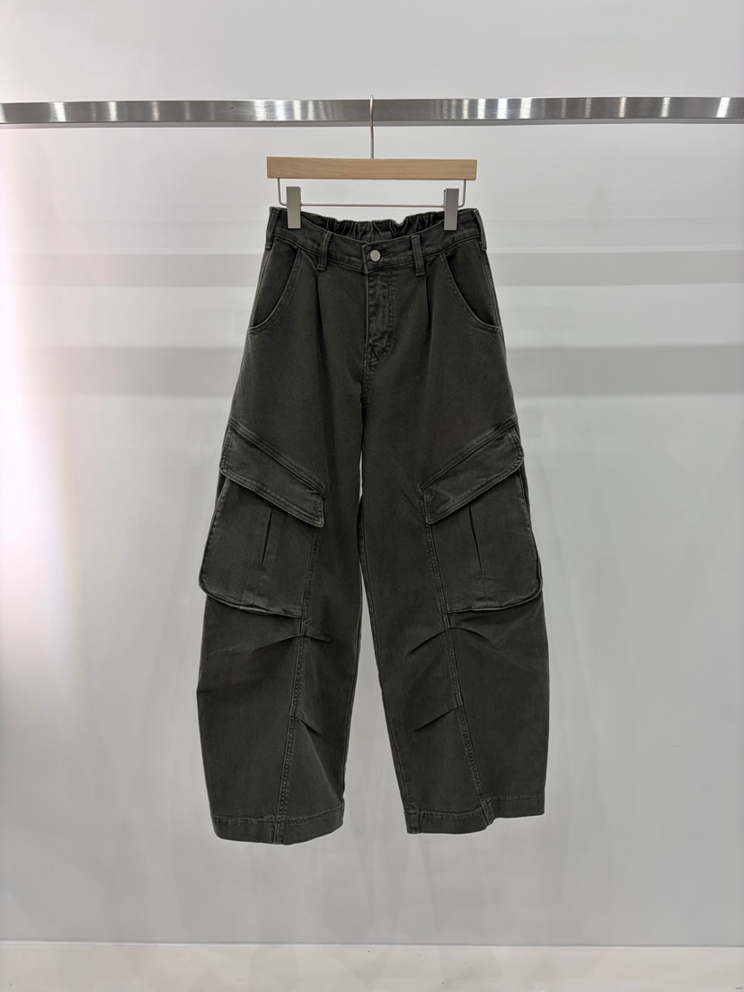 J_SHOP韓國代購26秋冬工裝闊腿休閑褲工裝褲褶裥寬松J_SHOP休閑褲圖色1卡其色