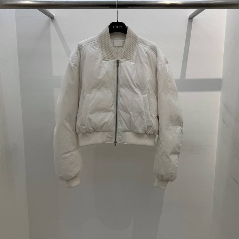 EDIT韓國代購26秋季棒球領短款鵝絨羽絨服短款羽絨服短款落肩EDIT短款羽絨服圖色1