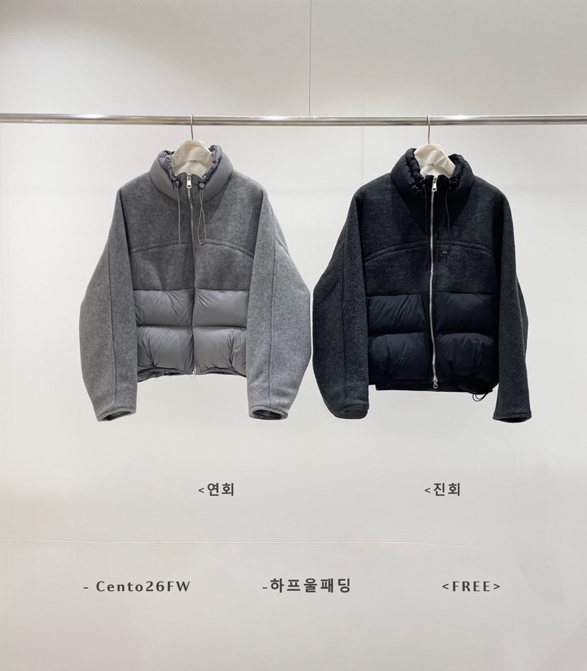 CENTO東大門實拍26秋季拼接立領短款羽絨外套短款羽絨服立領羽CENTO短款羽絨服