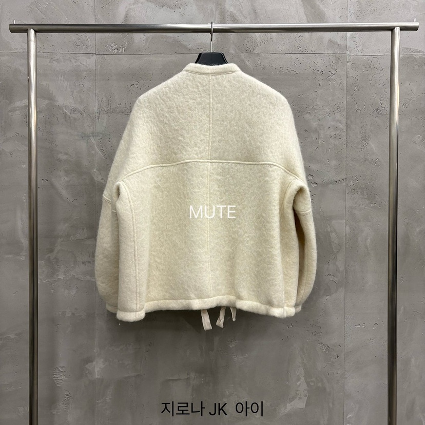 MUTE韓國直郵26秋季立領燈籠袖毛呢夾克立領抽繩燈籠MUTE夾克