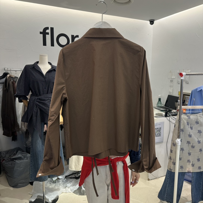 floral東大門代購26秋冬短款系帶假兩件襯衫蕾絲衫假兩件系帶floral襯衫/蕾絲衫
