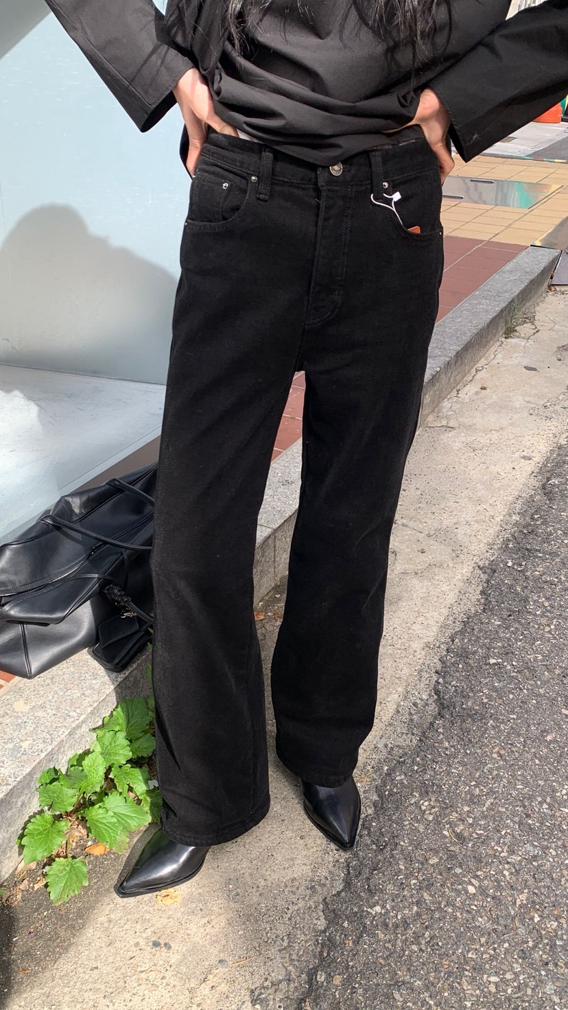 OVER RICH東大門實拍女士新品休閑推薦時尚牛仔褲加絨黑色OVER RICH牛仔褲