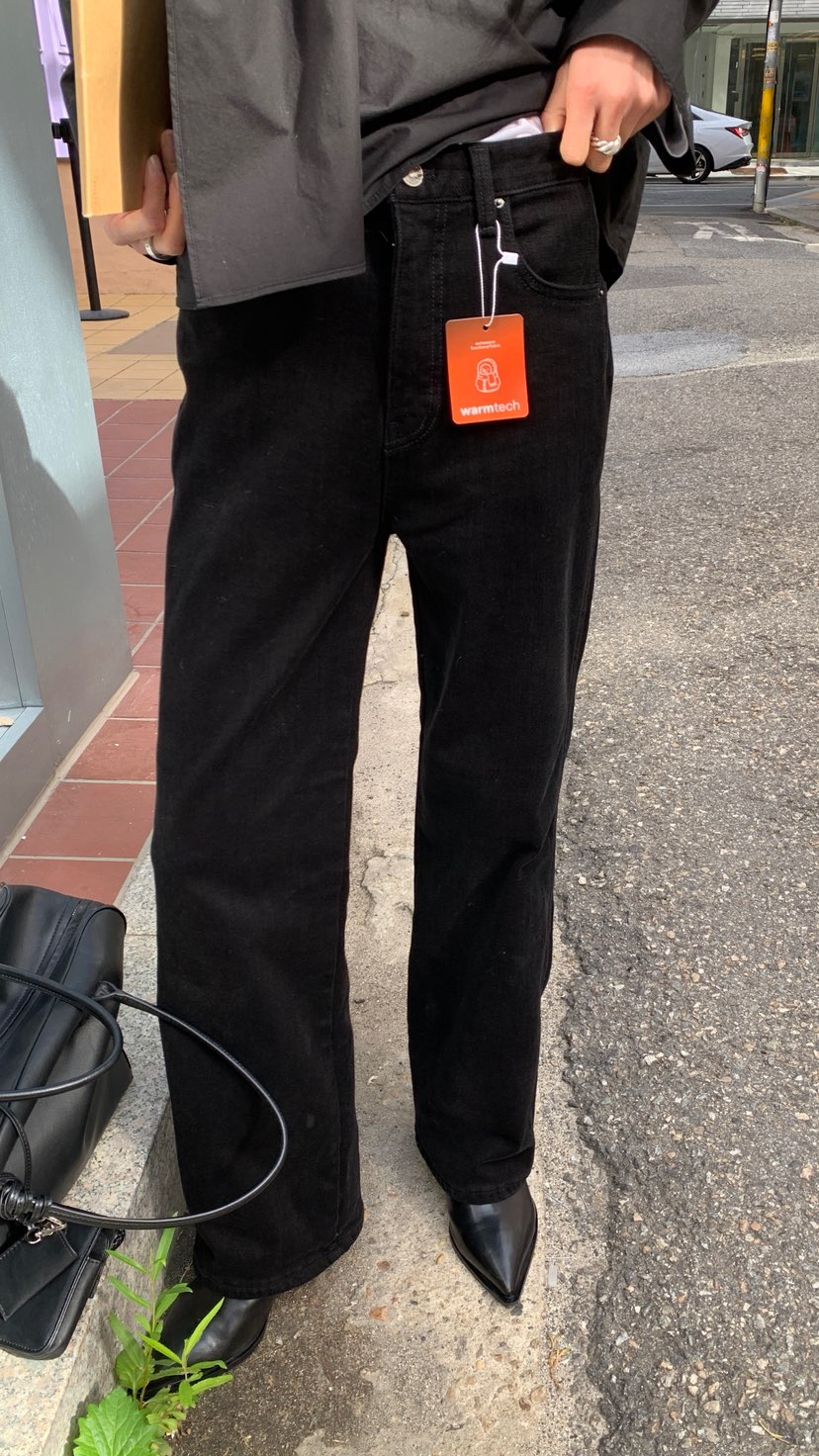 OVER RICH東大門實拍女士新品休閑推薦時尚牛仔褲加絨黑色OVER RICH牛仔褲