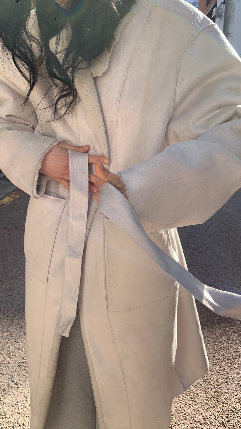 OVER RICH東大門直郵女士新品真品中長款大衣含腰帶兩面穿OVER RICH中長款大衣