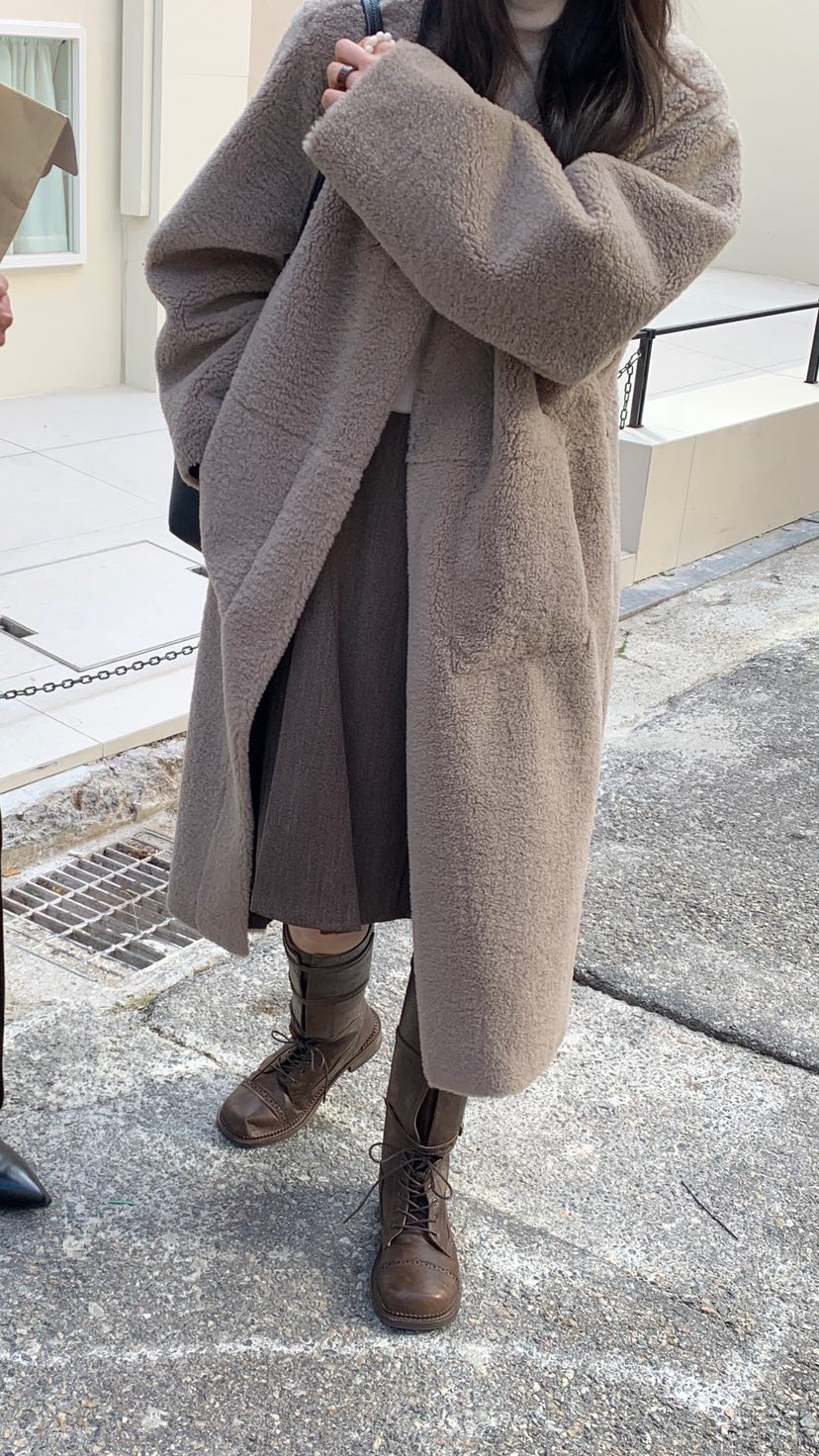 OVER RICH東大門直郵女士新品真品中長款大衣含腰帶兩面穿OVER RICH中長款大衣