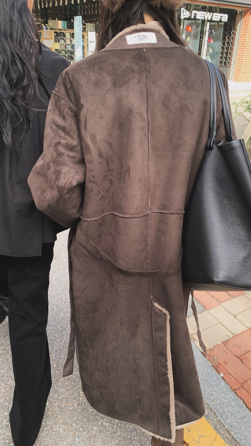 OVER RICH東大門直郵女士新品真品中長款大衣含腰帶兩面穿OVER RICH中長款大衣