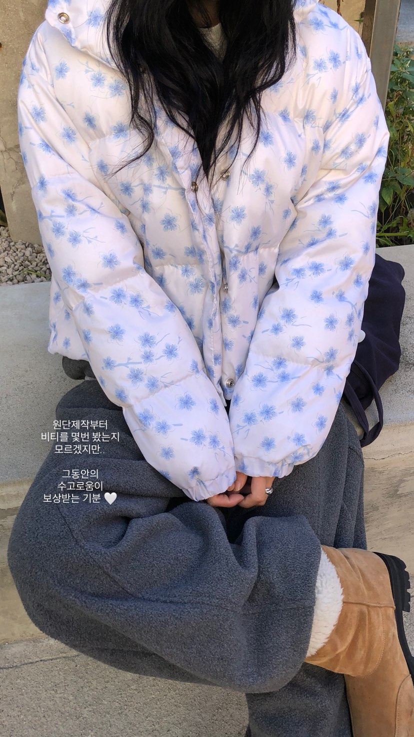 OVER RICH東大門直郵女裝新款推薦休閑短款棉服羽絨服花朵OVER RICH短款棉服