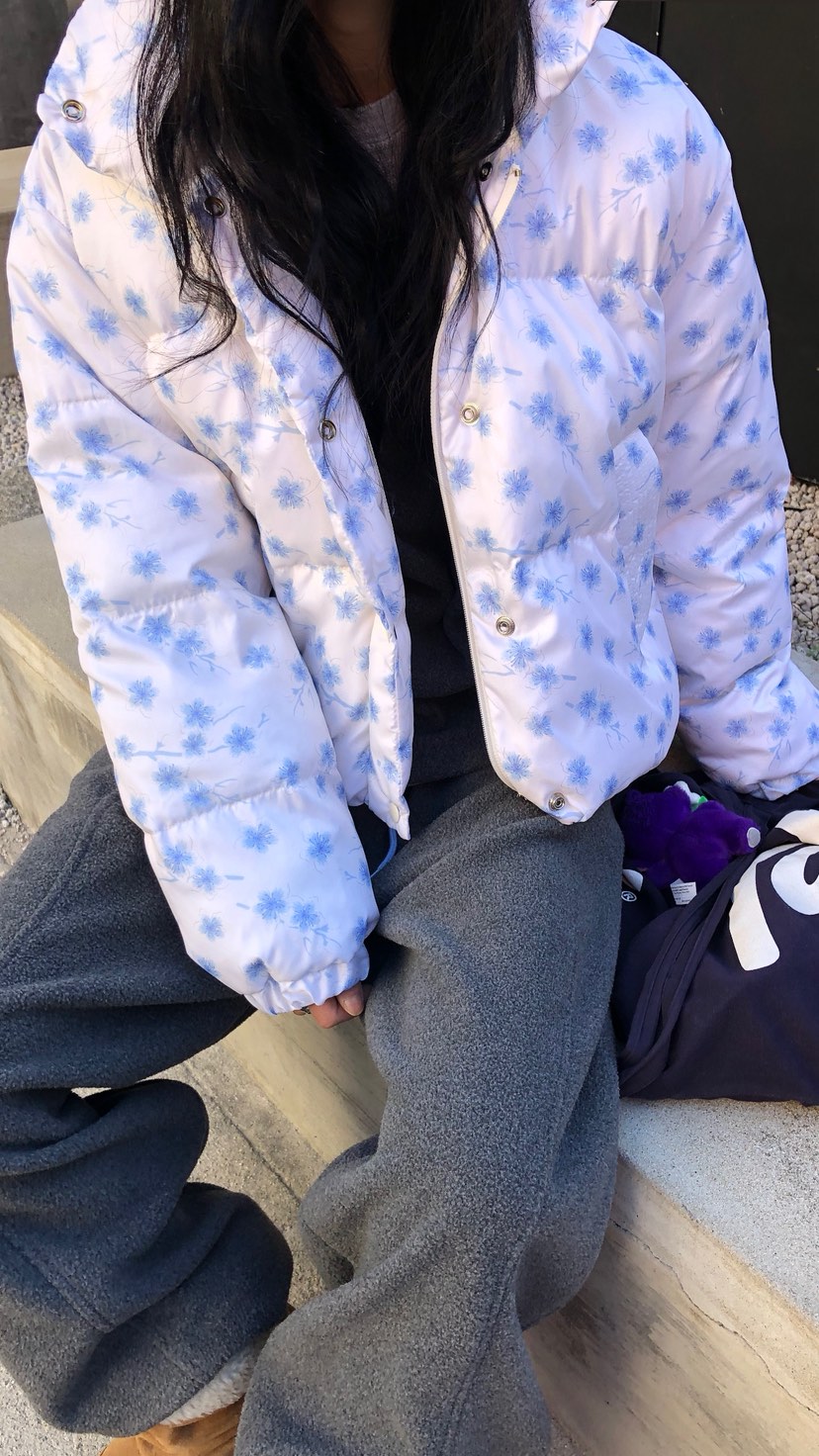 OVER RICH東大門直郵女裝新款推薦休閑短款棉服羽絨服花朵OVER RICH短款棉服