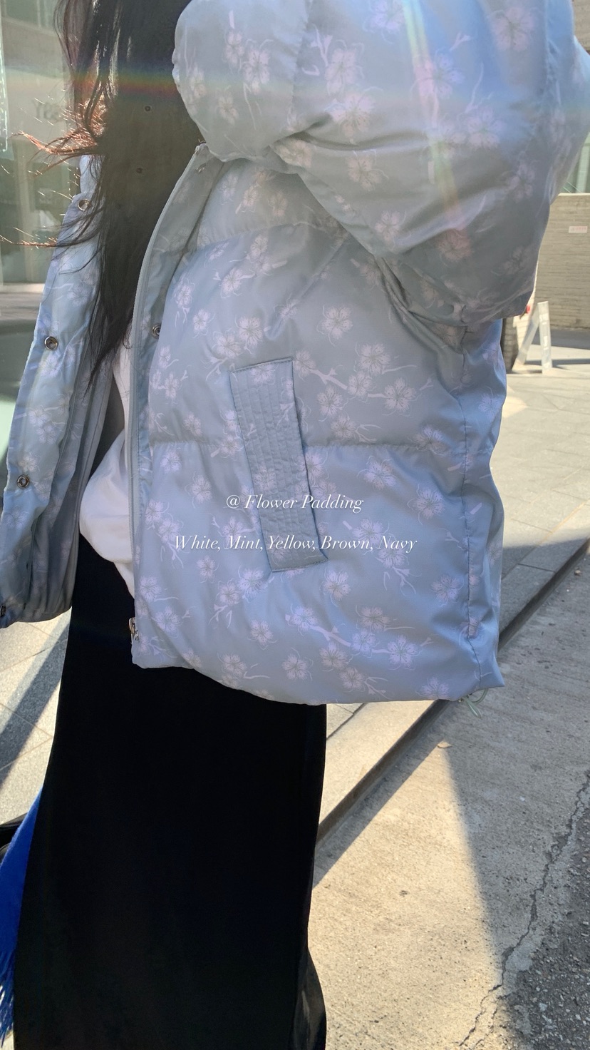 OVER RICH東大門直郵女裝新款推薦休閑短款棉服羽絨服花朵OVER RICH短款棉服
