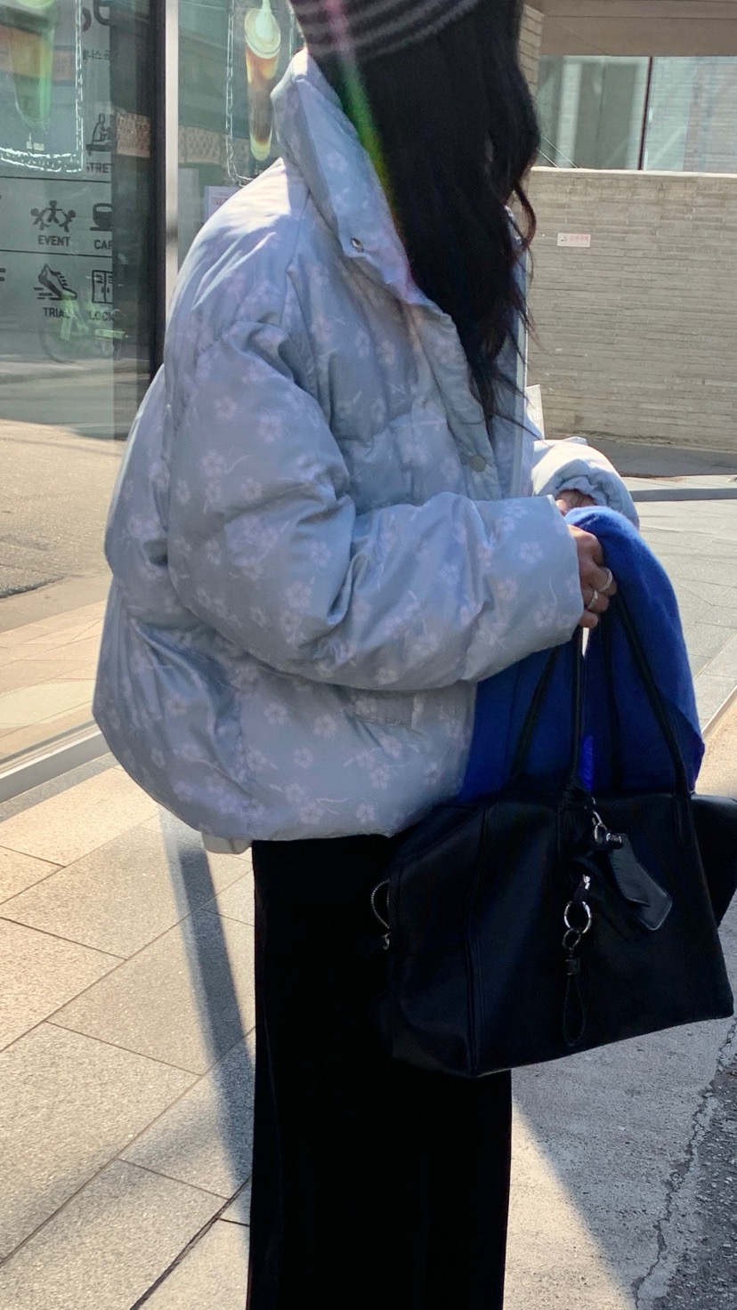 OVER RICH東大門直郵女裝新款推薦休閑短款棉服羽絨服花朵OVER RICH短款棉服