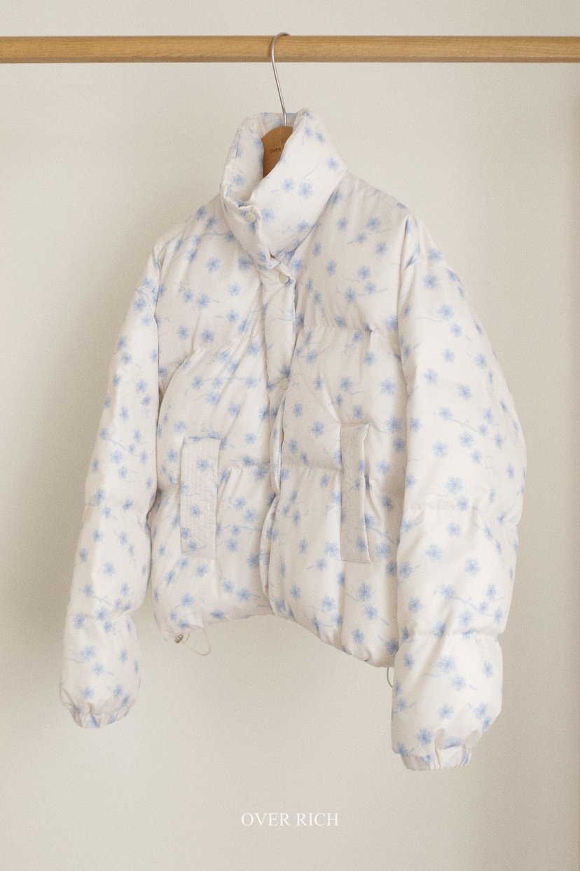 OVER RICH東大門直郵女裝新款推薦休閑短款棉服羽絨服花朵OVER RICH短款棉服圖色1