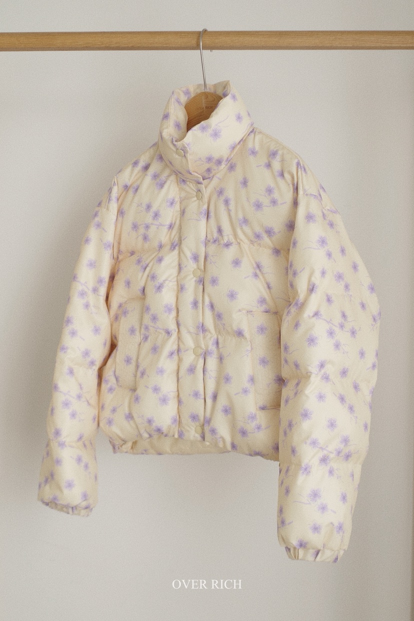 OVER RICH東大門直郵女裝新款推薦休閑短款棉服羽絨服花朵OVER RICH短款棉服圖色2