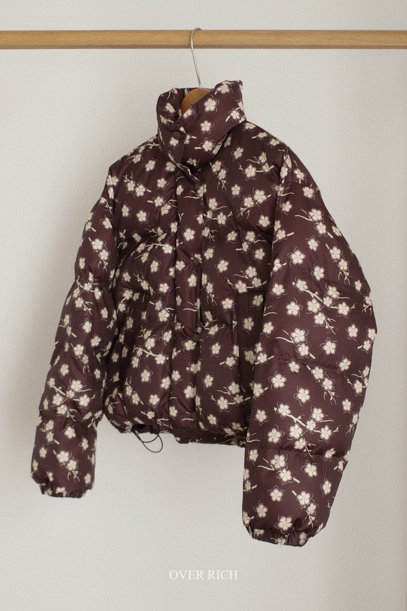 OVER RICH東大門直郵女裝新款推薦休閑短款棉服羽絨服花朵OVER RICH短款棉服圖色4