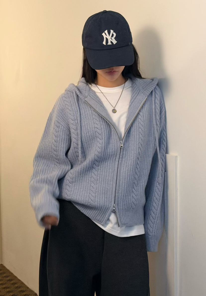 AMY GRACE東大門代購女裝新品休閑人氣熱賣時尚開衫連帽衫AMY GRACE開衫