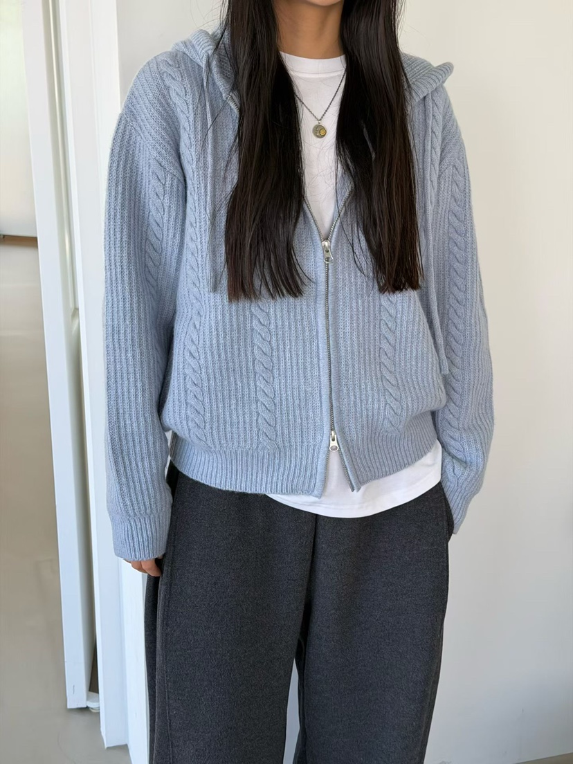AMY GRACE東大門代購女裝新品休閑人氣熱賣時尚開衫連帽衫AMY GRACE開衫圖色1