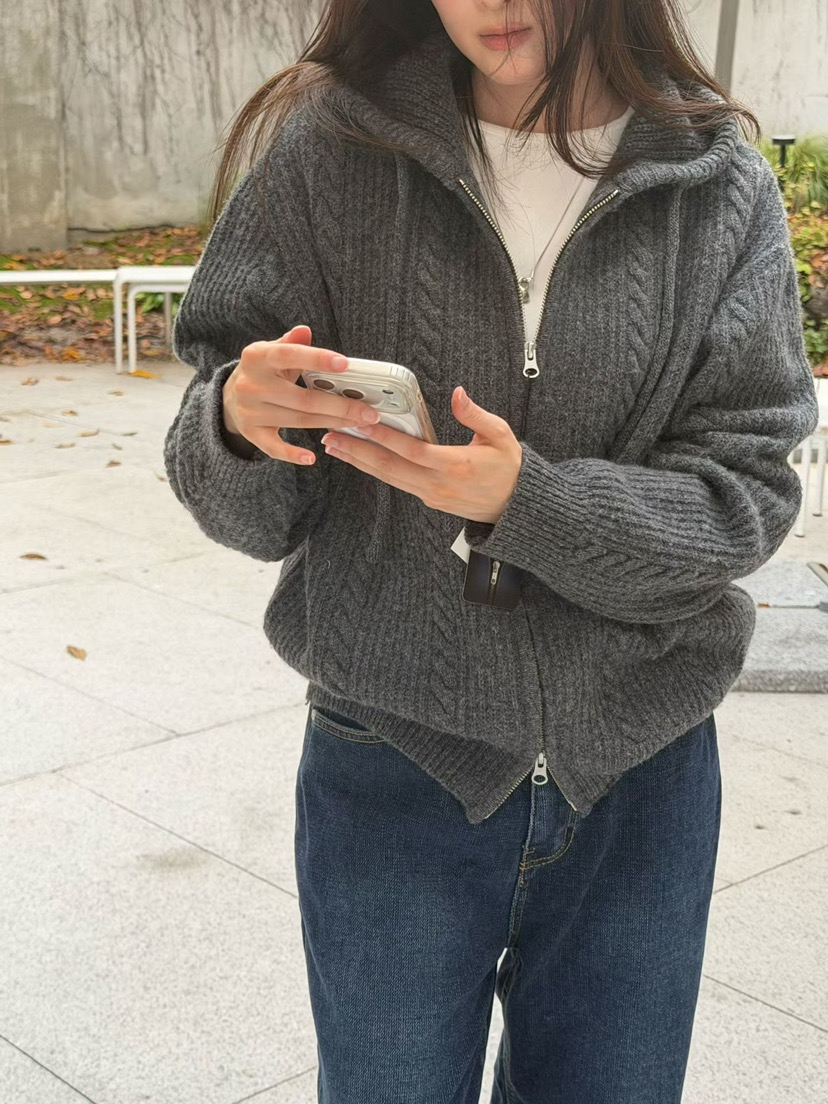 AMY GRACE東大門代購女裝新品休閑人氣熱賣時尚開衫連帽衫AMY GRACE開衫圖色3