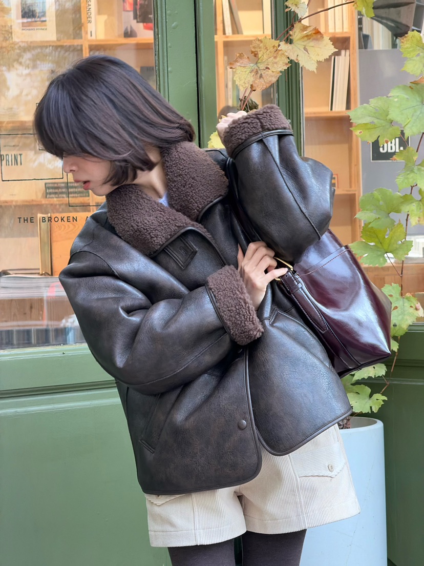 ERUME韓國代購女士新款推薦時尚真品人氣熱賣休閑夾克皮革ERUME夾克
