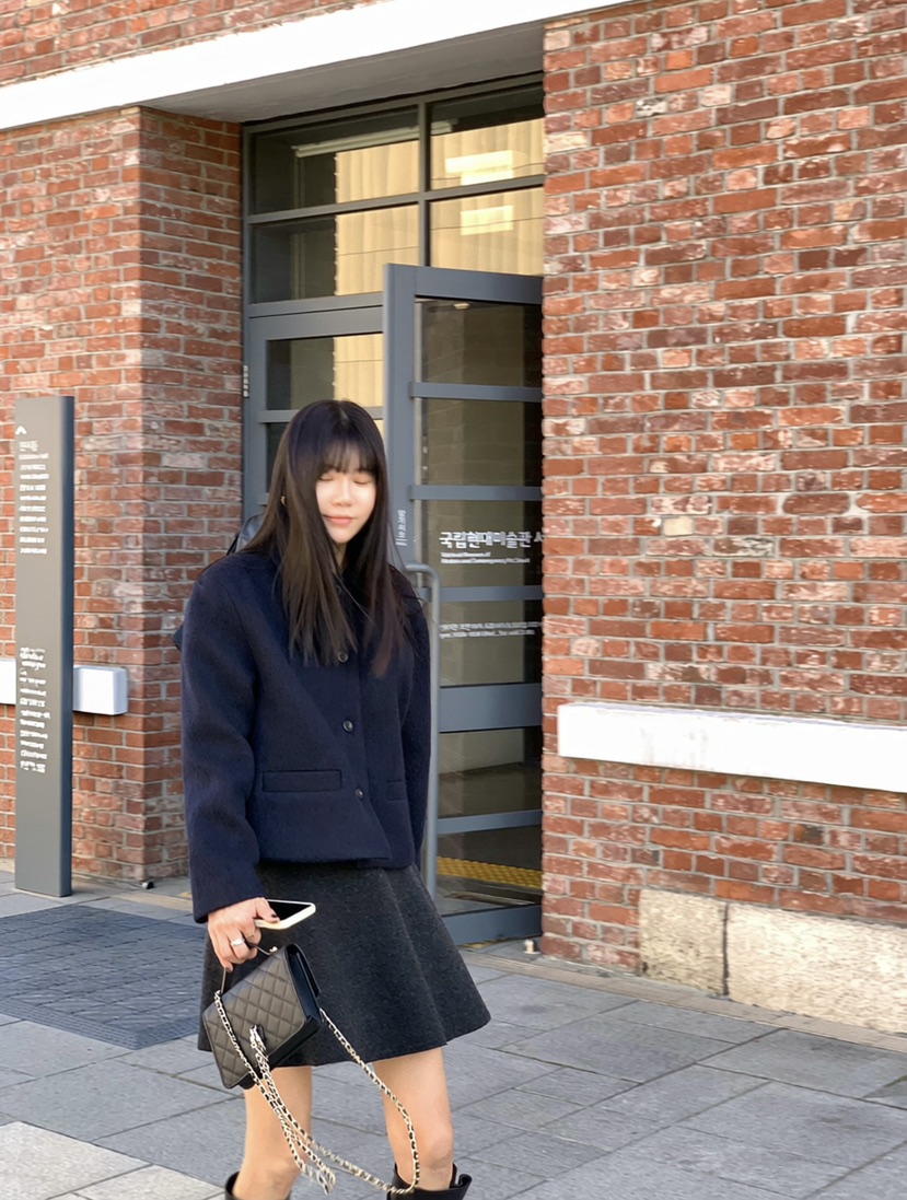 COURGETTE東大門實拍女裝新品人氣休閑真品短款大衣海軍鵝COURGETTE短款大衣