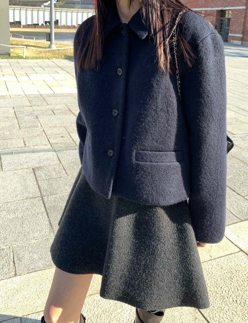 COURGETTE東大門實拍女裝新品人氣休閑真品短款大衣海軍鵝COURGETTE短款大衣