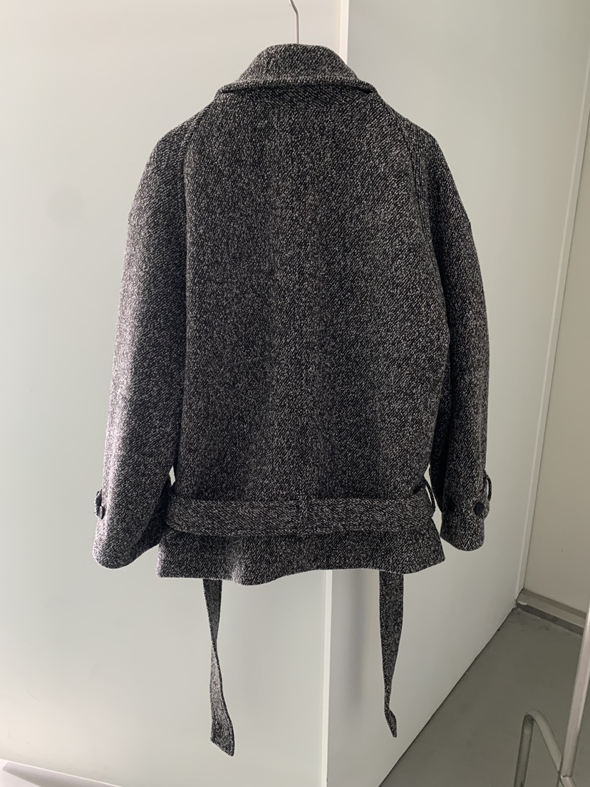 SHOP POSTER東大門實拍女裝新款推薦短款大衣含腰帶夾棉SHOP POSTER短款大衣